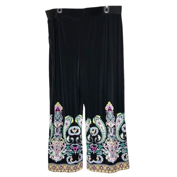 Inc INTERNATIONAL CONCEPTS - Black and Colorful Paisley Palazzo Pants - Size XXL - Picture 1 of 8